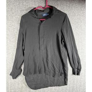 Polo Ralph Lauren Woman's Shirt Sheer Blouse Black Long Sleeve Size Medium